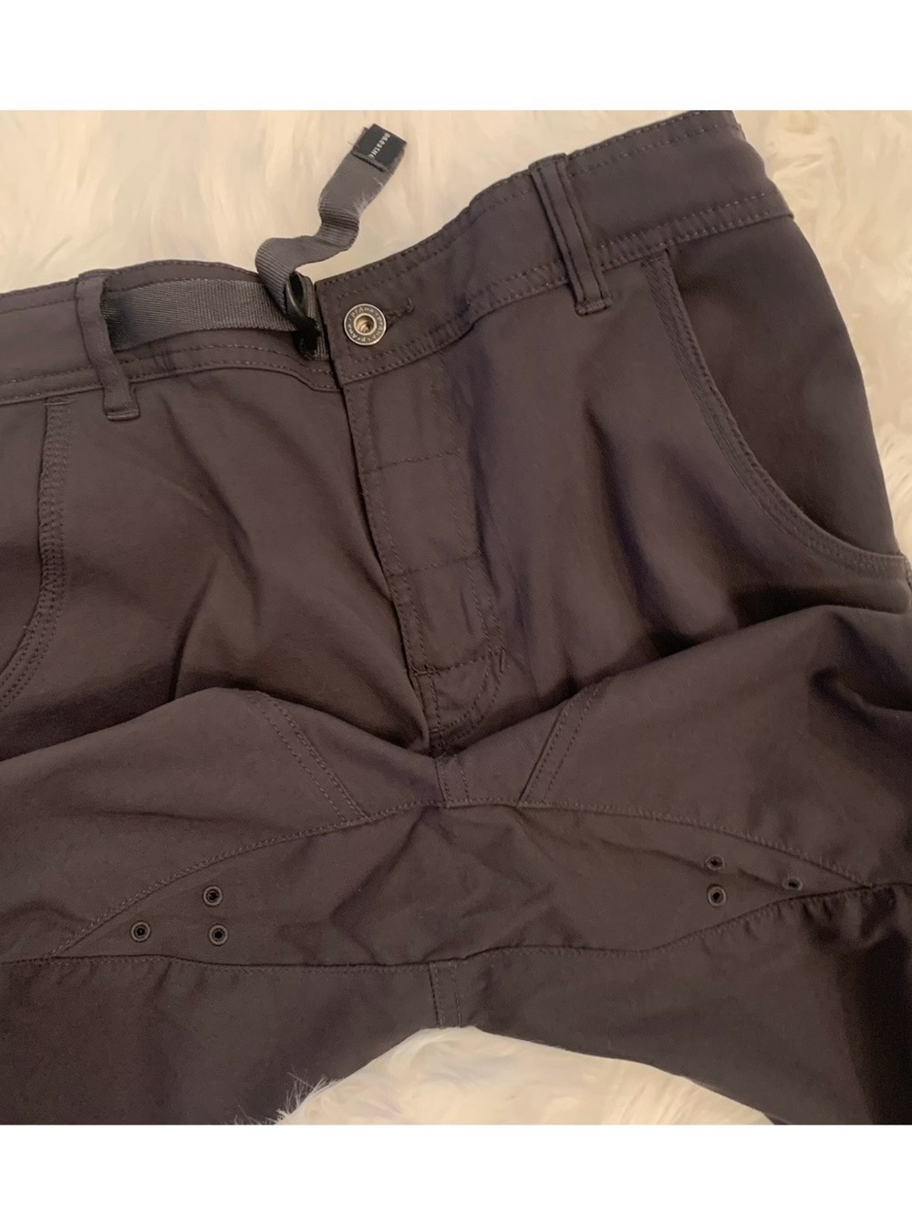 PrAna ORIGINAL Stretch Zion Pant Snap Roll Up Med x 32 1/2” Charcoal Gray Hiking - Picture 6 of 16